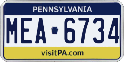 PA license plate MEA6734