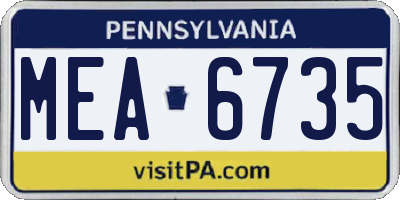 PA license plate MEA6735