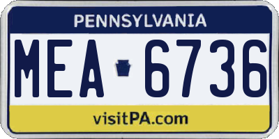 PA license plate MEA6736
