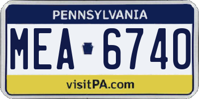 PA license plate MEA6740