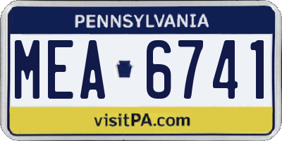 PA license plate MEA6741