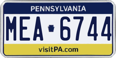 PA license plate MEA6744