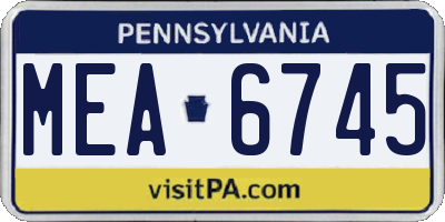 PA license plate MEA6745