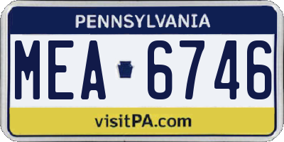 PA license plate MEA6746