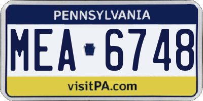 PA license plate MEA6748