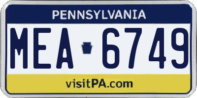 PA license plate MEA6749