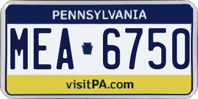 PA license plate MEA6750