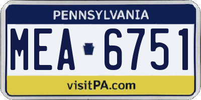 PA license plate MEA6751