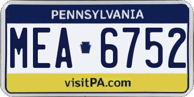 PA license plate MEA6752