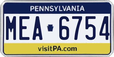 PA license plate MEA6754