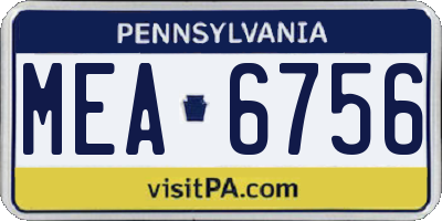 PA license plate MEA6756