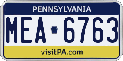 PA license plate MEA6763