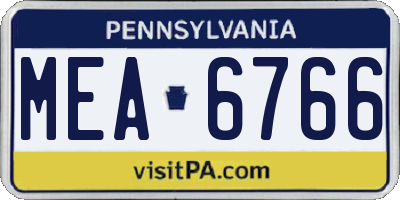 PA license plate MEA6766