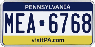PA license plate MEA6768