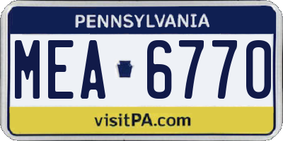 PA license plate MEA6770