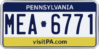 PA license plate MEA6771