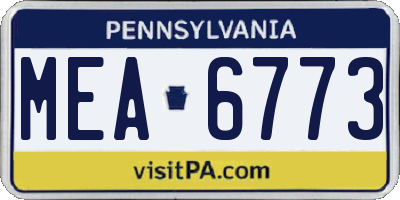 PA license plate MEA6773