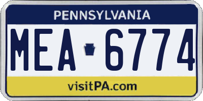 PA license plate MEA6774