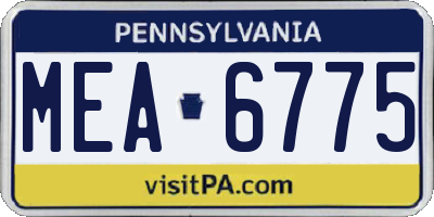 PA license plate MEA6775