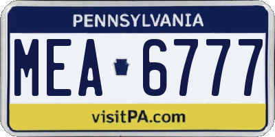 PA license plate MEA6777