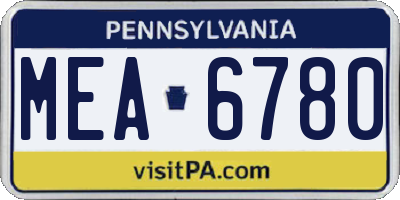 PA license plate MEA6780