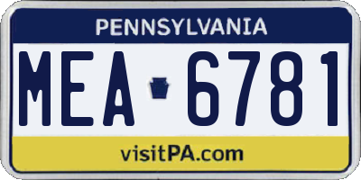 PA license plate MEA6781