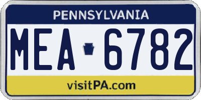 PA license plate MEA6782