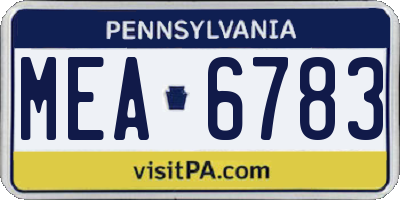 PA license plate MEA6783