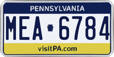 PA license plate MEA6784