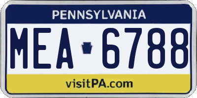 PA license plate MEA6788