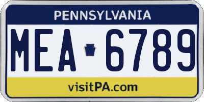 PA license plate MEA6789