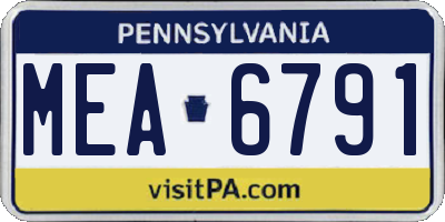 PA license plate MEA6791