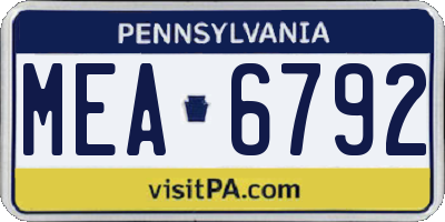 PA license plate MEA6792