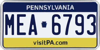 PA license plate MEA6793