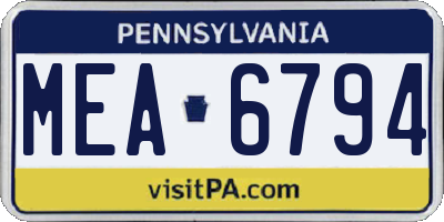 PA license plate MEA6794