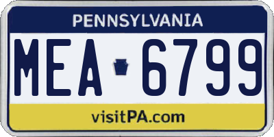 PA license plate MEA6799
