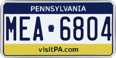 PA license plate MEA6804