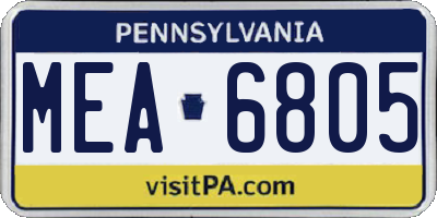 PA license plate MEA6805