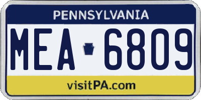PA license plate MEA6809
