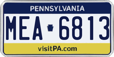 PA license plate MEA6813
