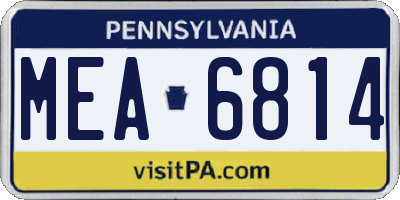 PA license plate MEA6814