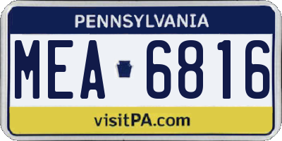 PA license plate MEA6816