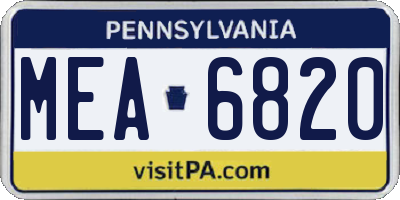 PA license plate MEA6820
