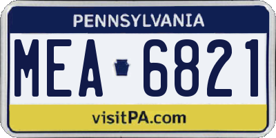 PA license plate MEA6821