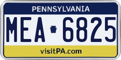 PA license plate MEA6825