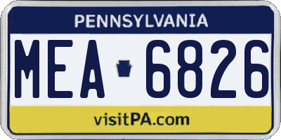 PA license plate MEA6826