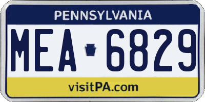 PA license plate MEA6829