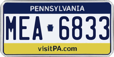 PA license plate MEA6833