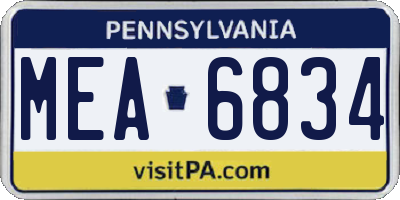 PA license plate MEA6834