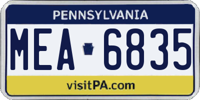 PA license plate MEA6835